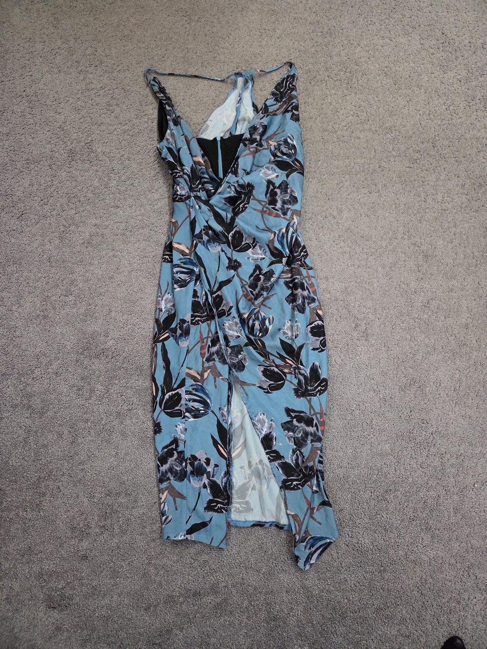Asos Floral Wrap Midi Dress in Teal Blue